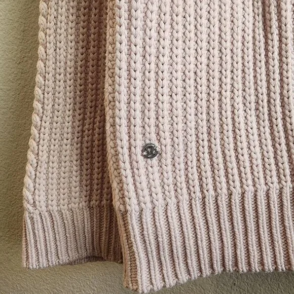 Lululemon Sweater Womens 10 Pink Cable Knit Mock Neck Pullover Cotton Nylon - Picture 6 of 9